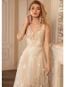 V Neck Beaded 3D Lace Tulle Fairy Wedding Dress V Neck Beaded 3D Lace Tulle Fairy Wedding Dress